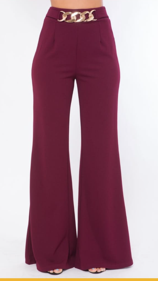 Chain Waist Wine Pants