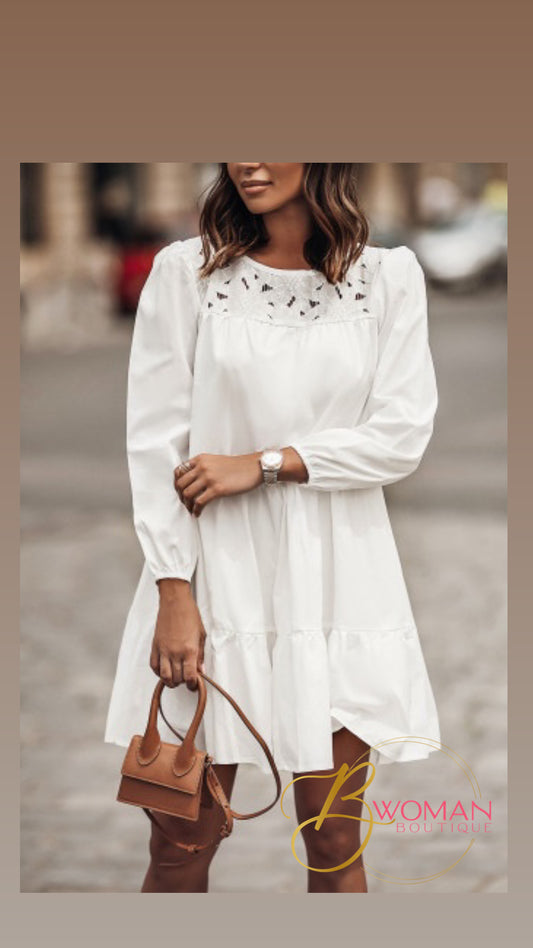 Eyelet Yoke Mini Dress